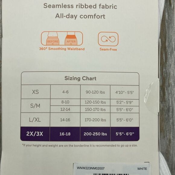 White Seamless Ribbed Leggings, 1-Pack Size 2X/3X - Picture 5 of 12